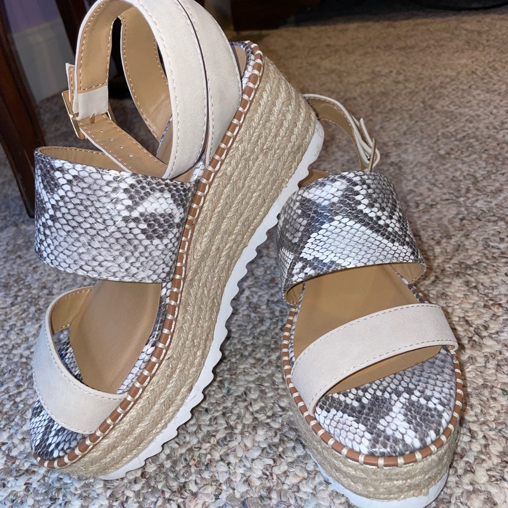 Platform Sandals, Snakeskin